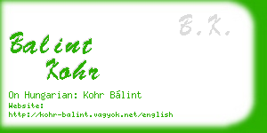 balint kohr business card
